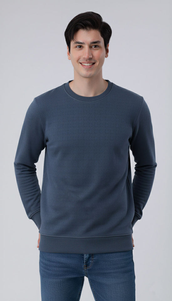 Denium Blue Textured Sweatshirt
