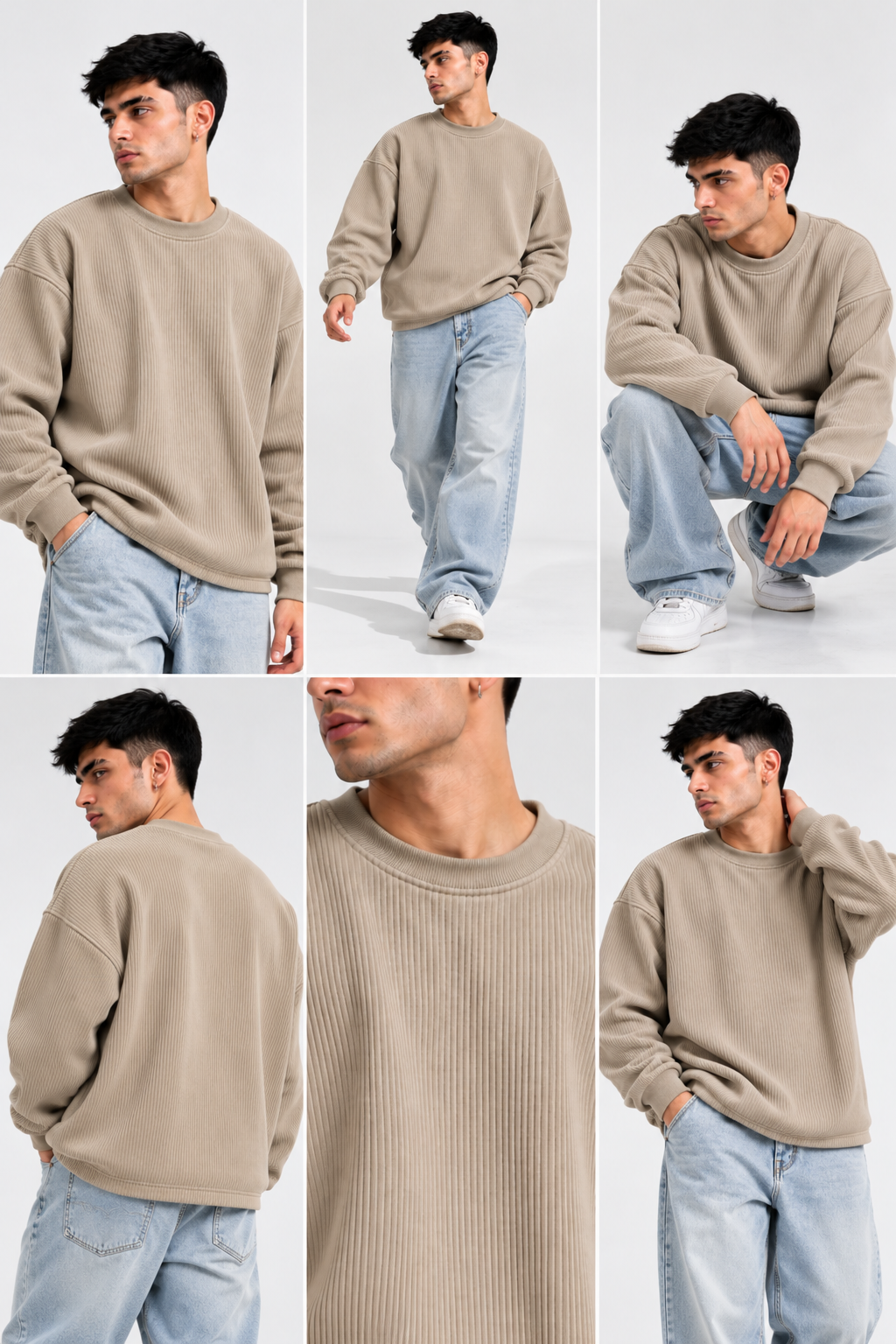 Oversize Knitted Sweaters - Beige