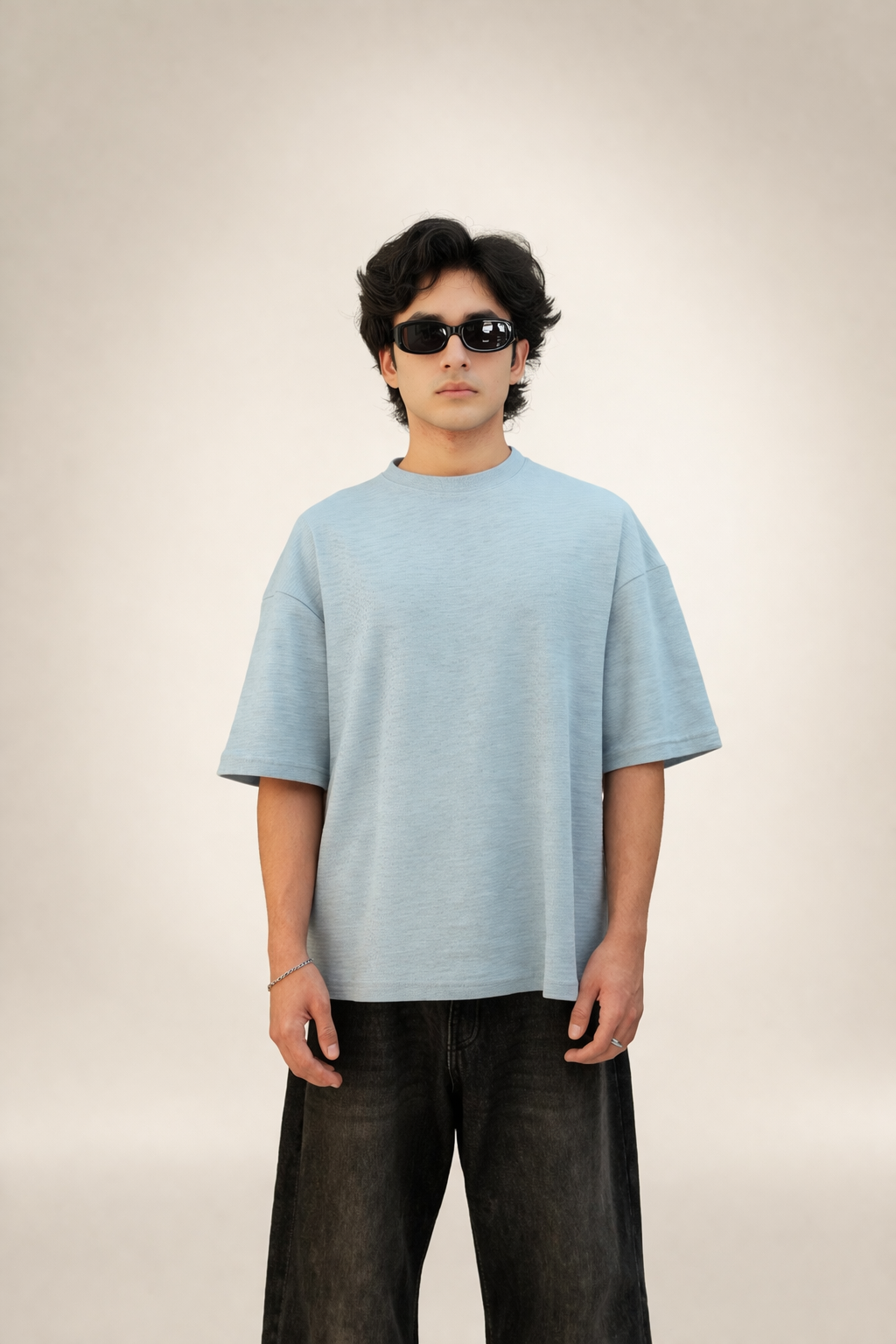 Slub Cotton Oversized Smoky Blue - Heavy GSM