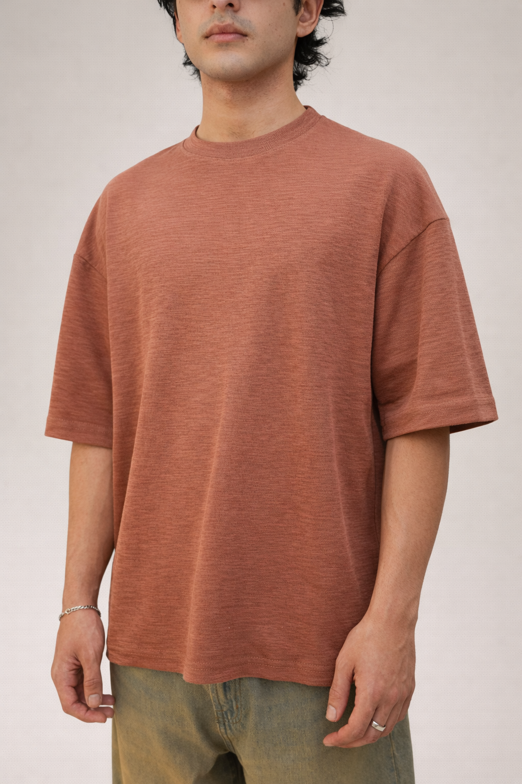 Slub Cotton Oversized Brick Brown - Heavy GSM