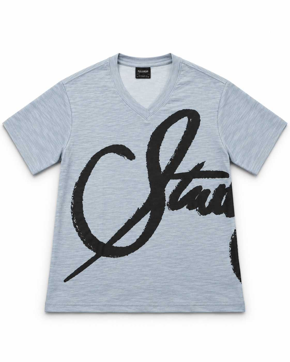 Oversize Skyblue Textured Tshirt - Script