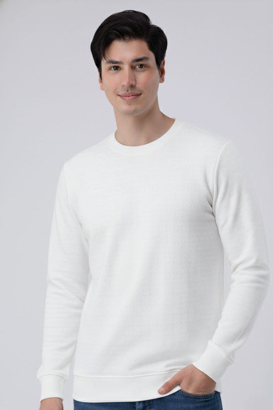 White Textured Sweatshirt