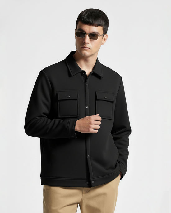Dual Pocket Utility Jacket- Black