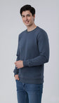 Denium Blue Textured Sweatshirt