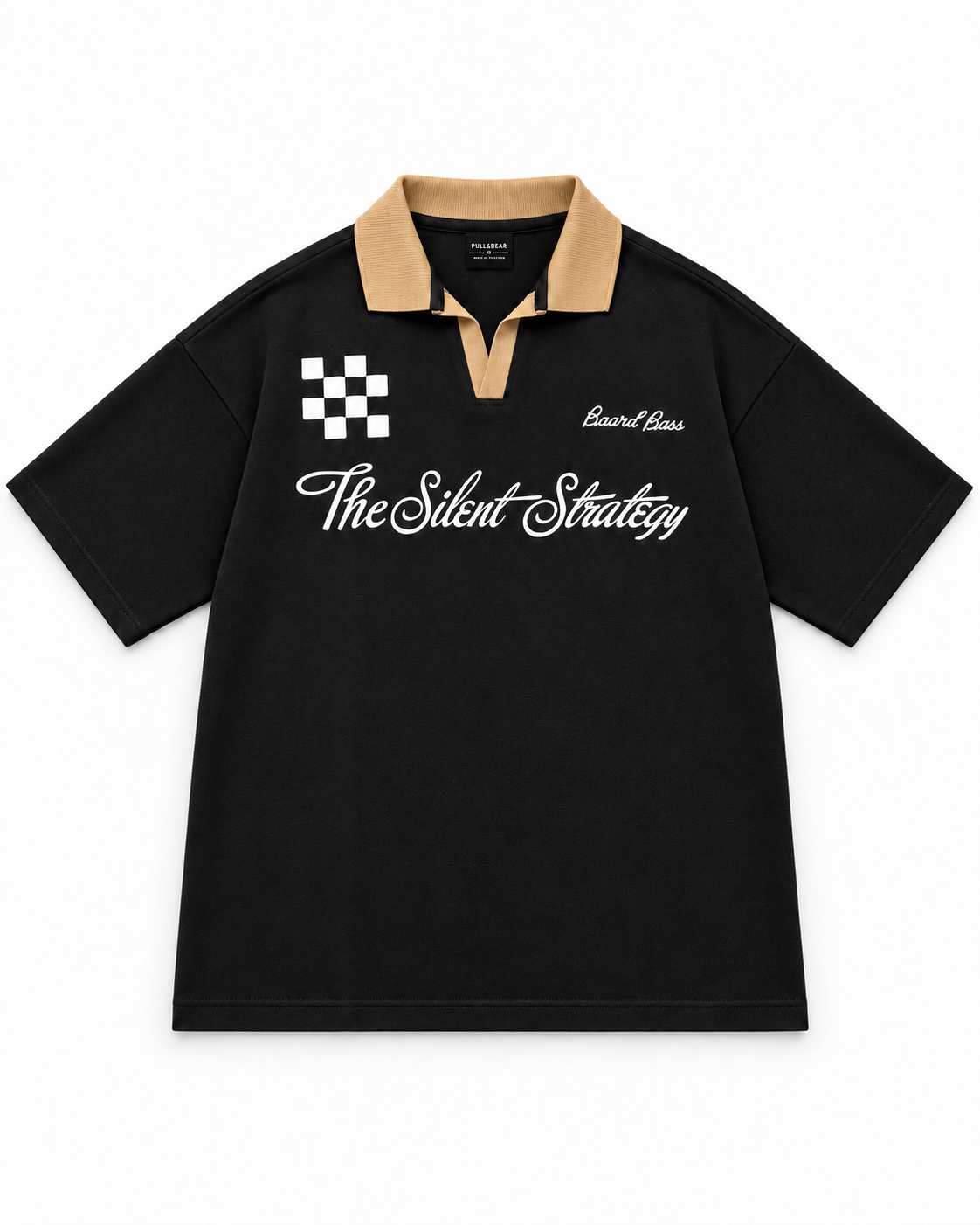 Oversize Interlock Black Polo - Silent Strategy