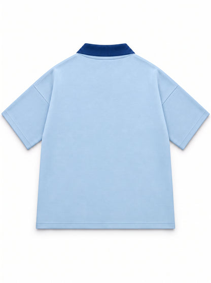 Oversize Interlock Sky Blue Polo - Silent Strategy
