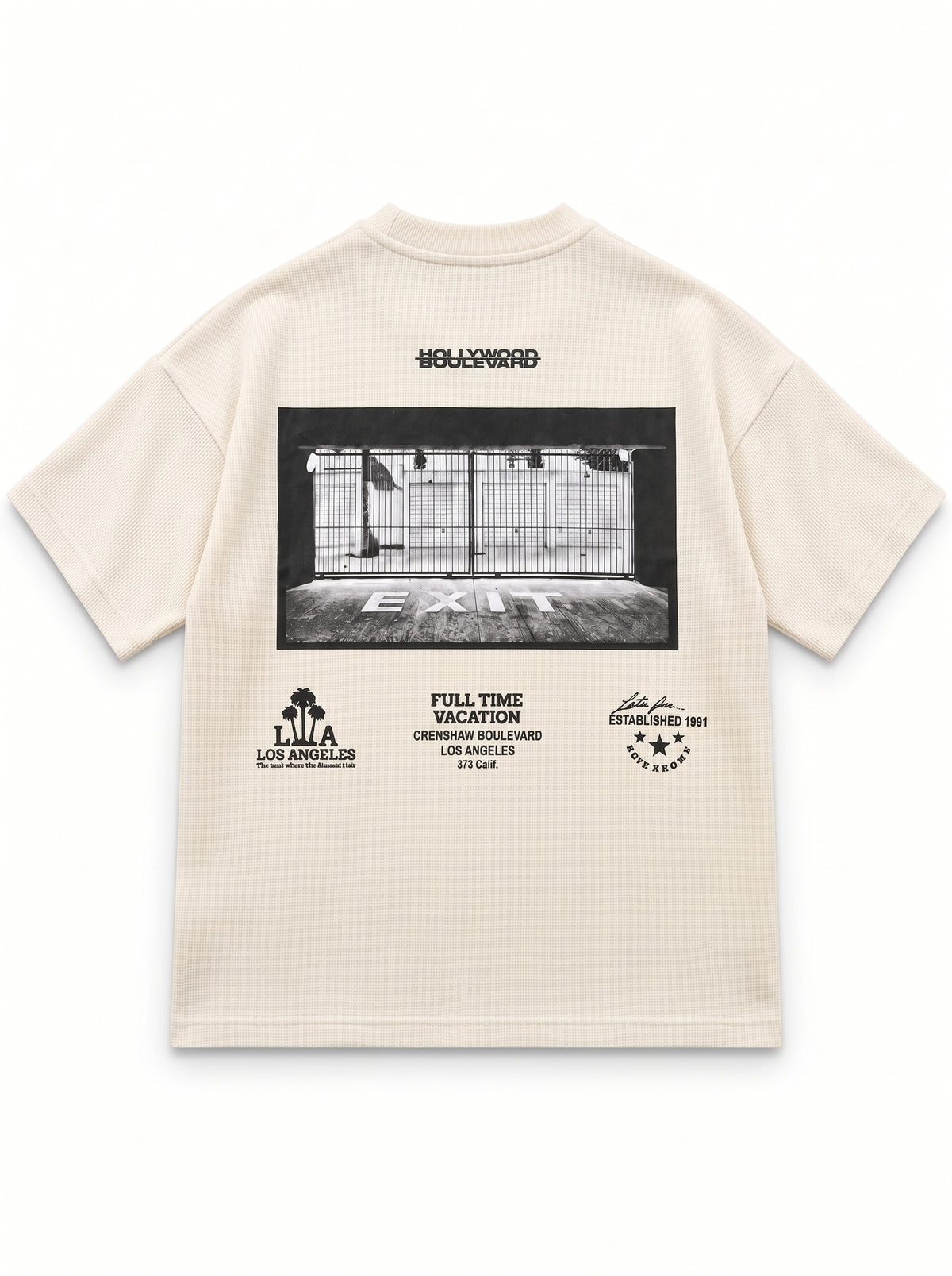 Oversize Off White  Waffle Knit Tshirt - Vacation