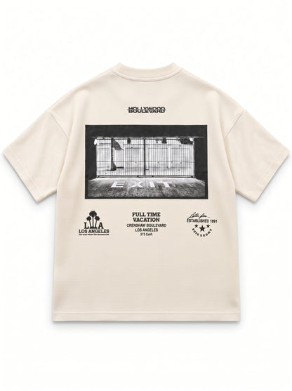 Oversize Off White  Waffle Knit Tshirt - Vacation