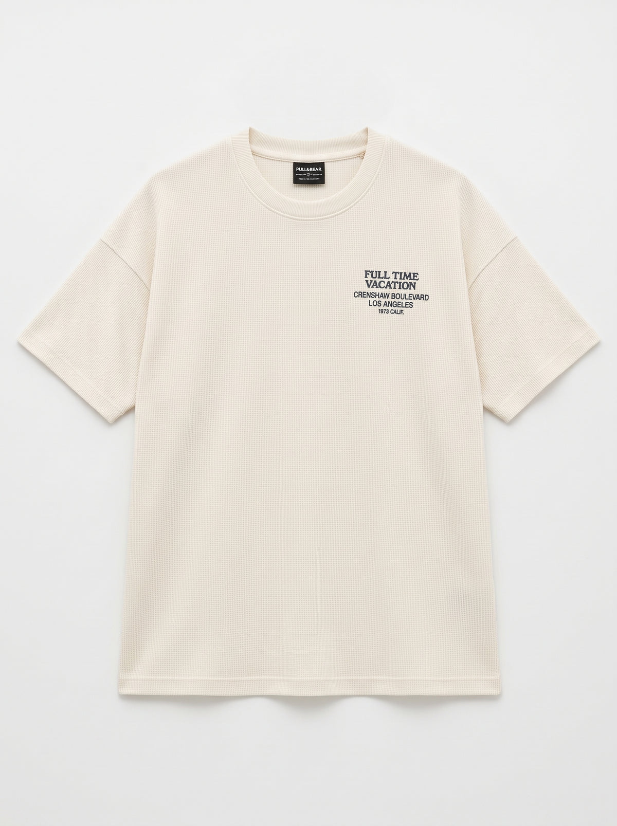 Oversize Off White  Waffle Knit Tshirt - Vacation