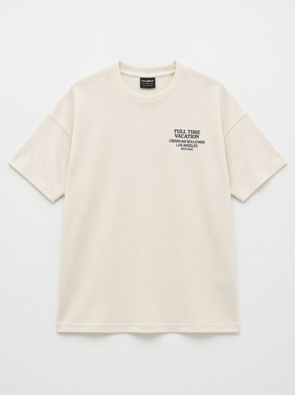 Oversize Off White  Waffle Knit Tshirt - Vacation