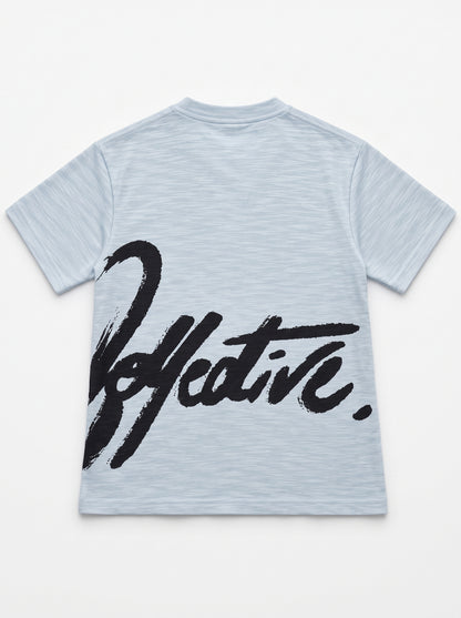 Oversize Skyblue Textured Tshirt - Script