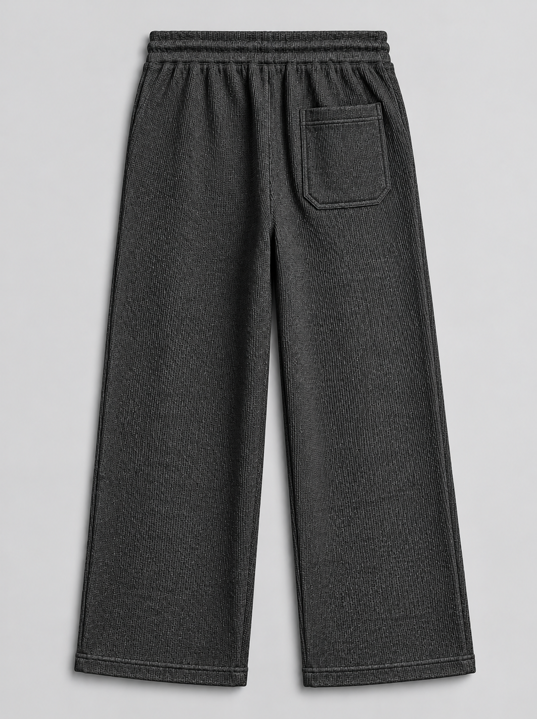 Waffle Knit Baggy Trouser - Charcoal