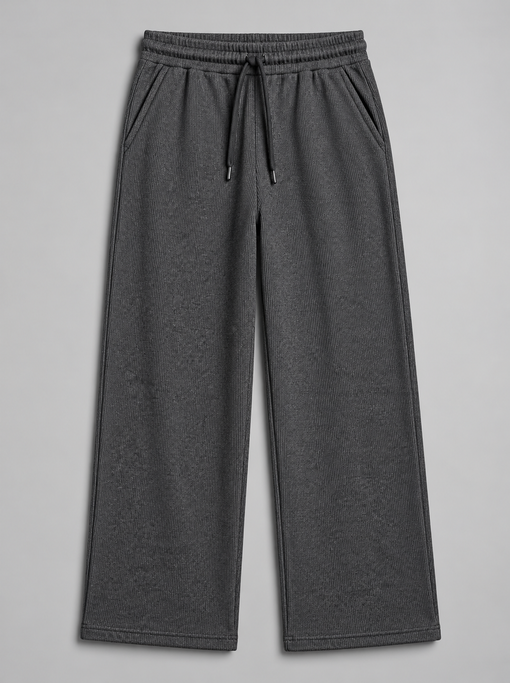 Waffle Knit Baggy Trouser - Charcoal