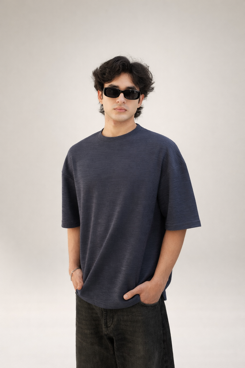 Slub Cotton Oversized Navy - Heavy GSM