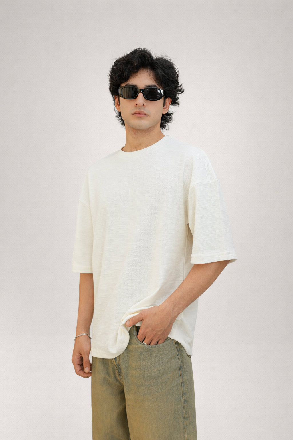 Slub Cotton Oversized Pearl White - Heavy GSM