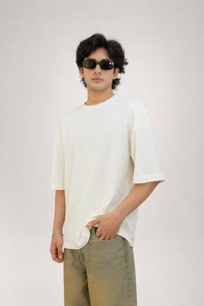 Slub Cotton Oversized Pearl White - Heavy GSM