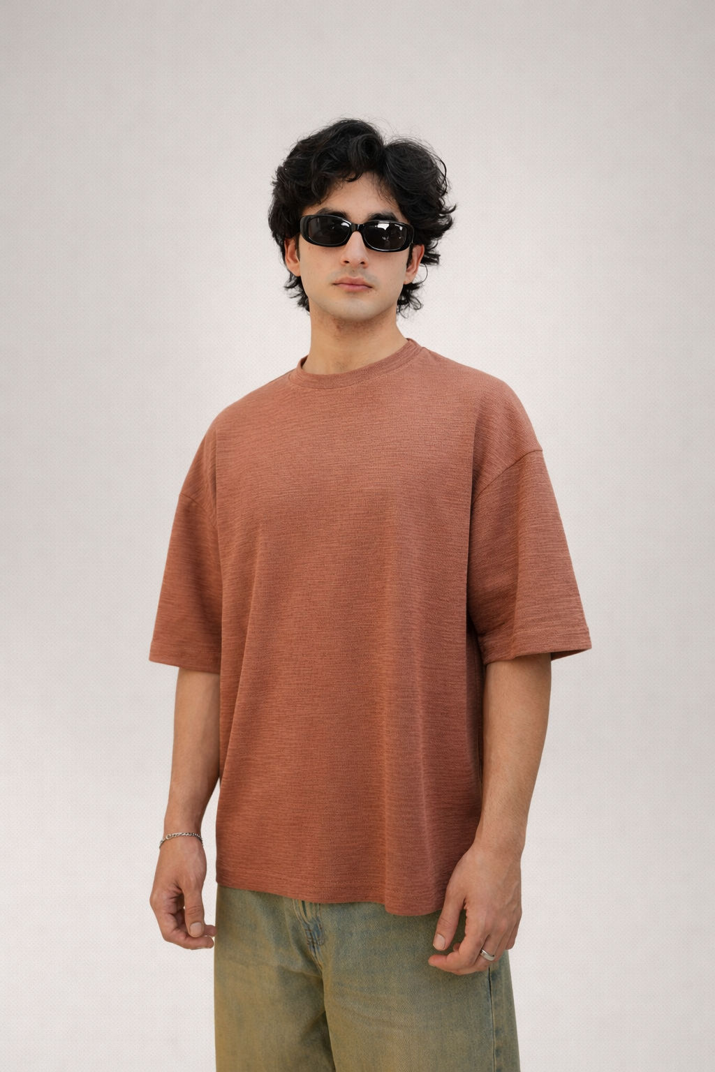 Slub Cotton Oversized Brick Brown - Heavy GSM