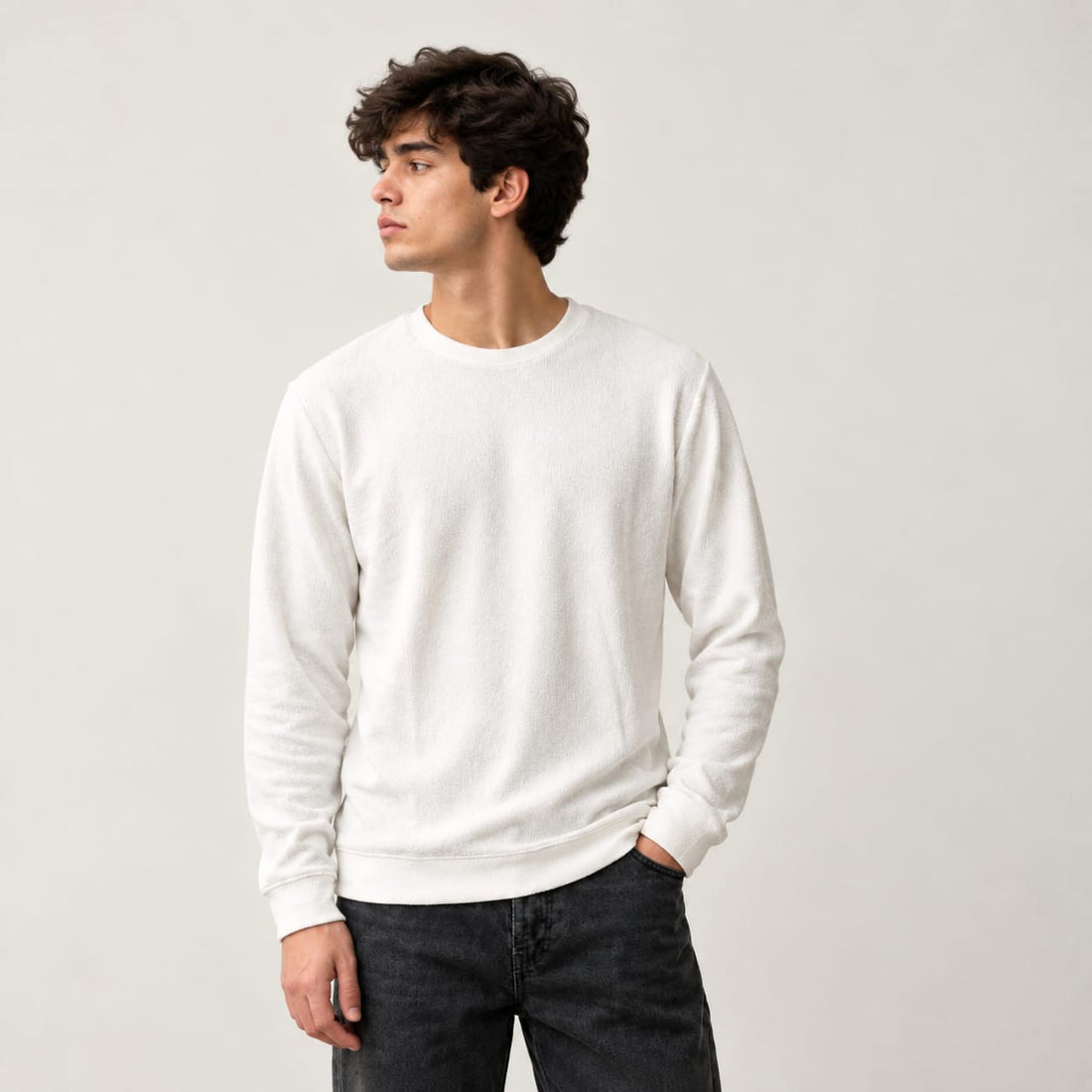 White Stretch Textured F/S