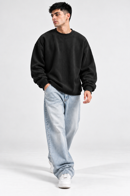 Oversize Knitted Sweaters - Black