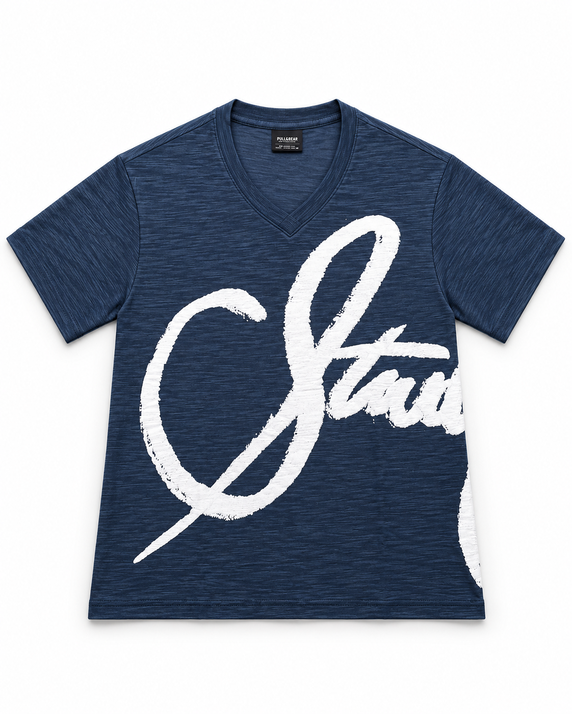Oversize Navy Textured Tshirt - Script