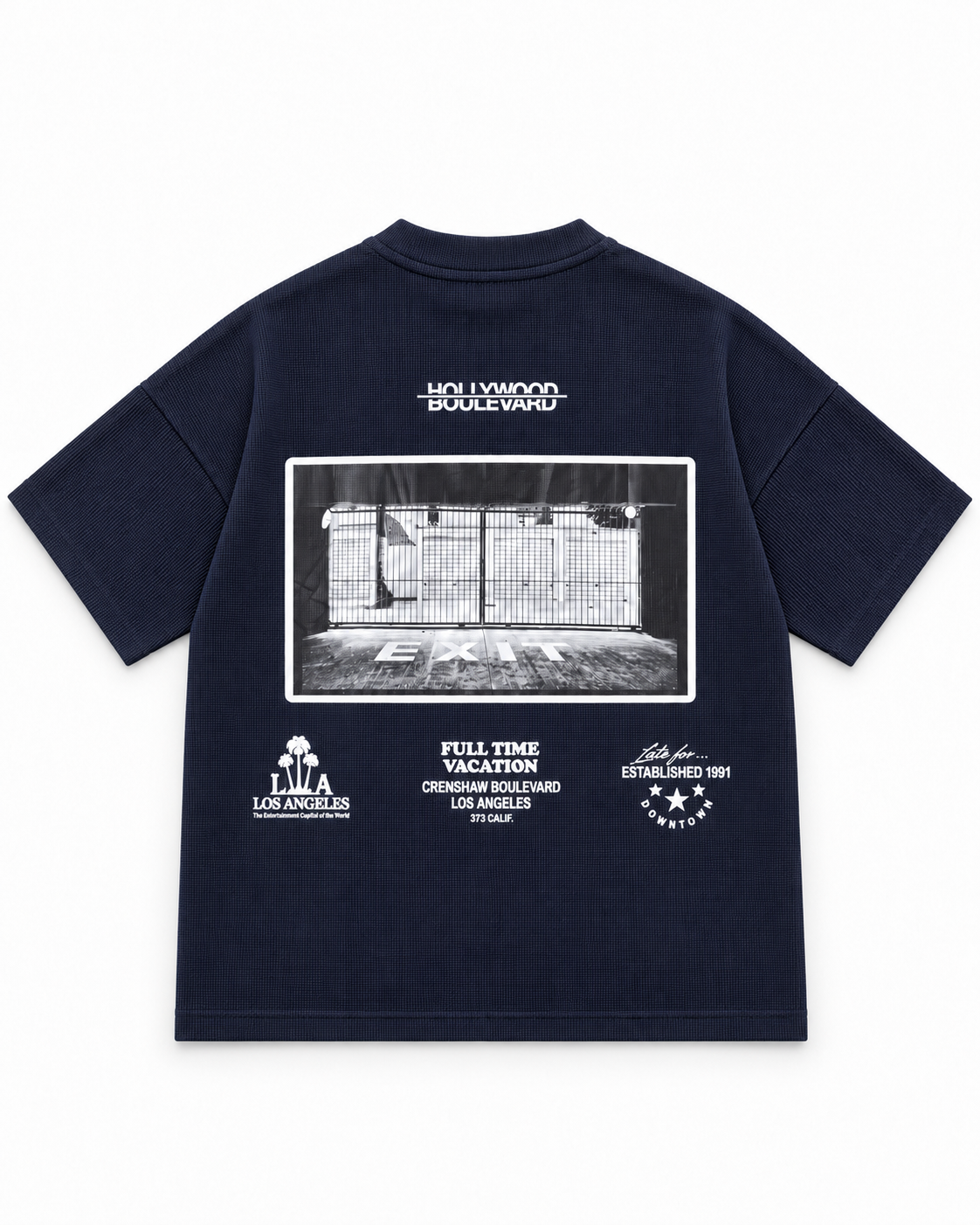 Oversize Navy Waffle Knit Tshirt - Vacation