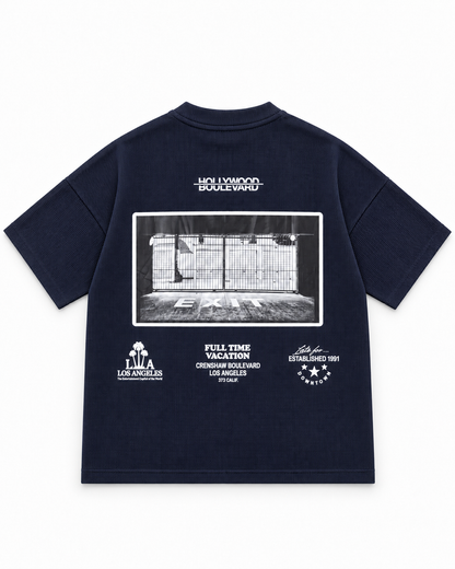 Oversize Navy Waffle Knit Tshirt - Vacation