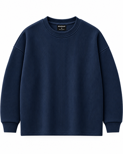 Oversize Knitted Sweaters - Navy Blue
