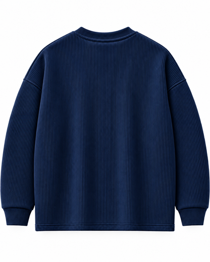 Oversize Knitted Sweaters - Navy Blue