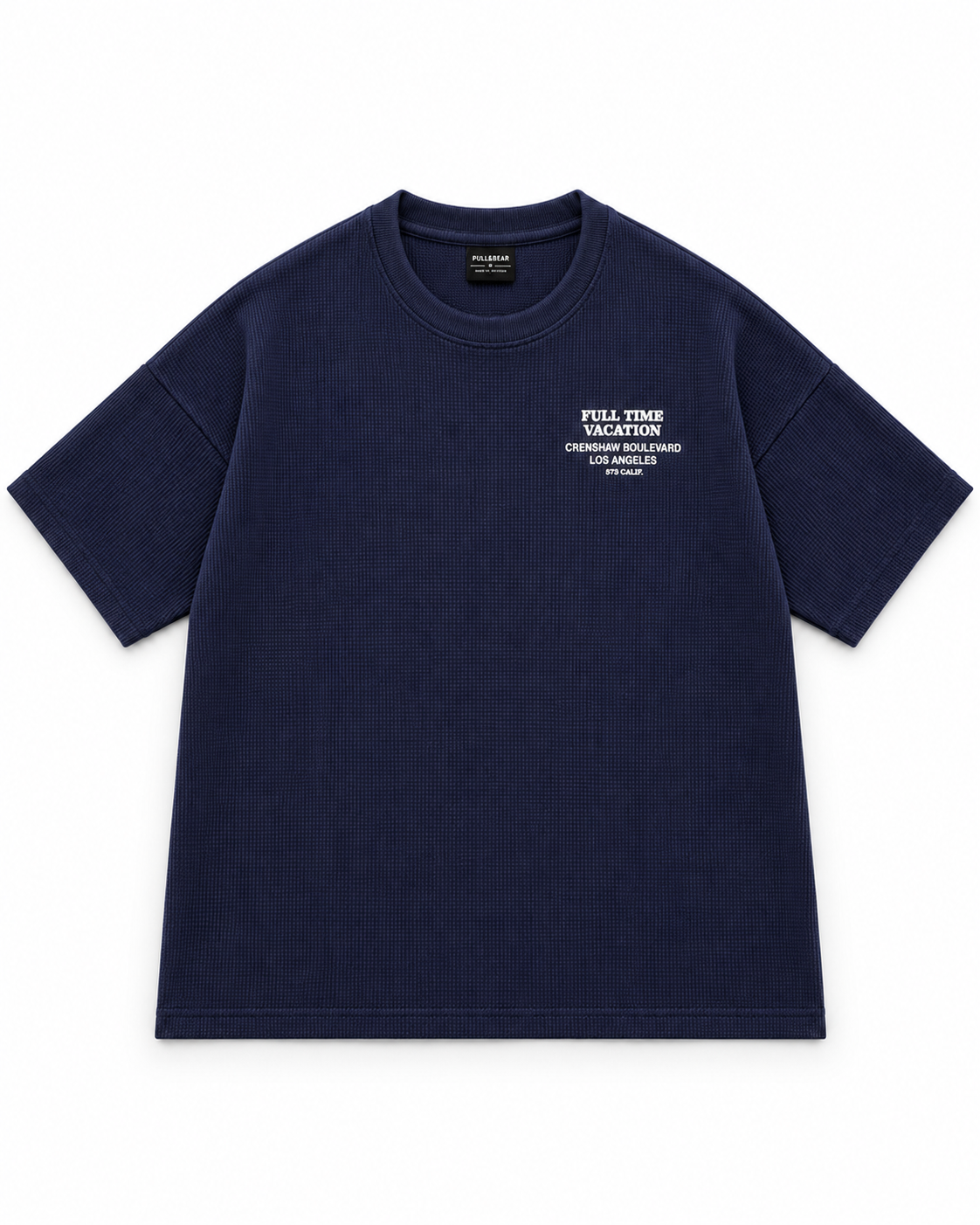 Oversize Navy Waffle Knit Tshirt - Vacation