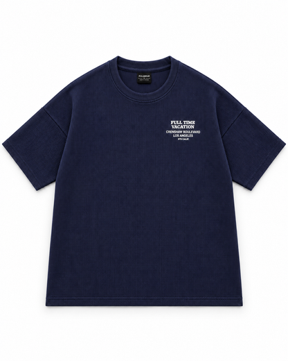 Oversize Navy Waffle Knit Tshirt - Vacation