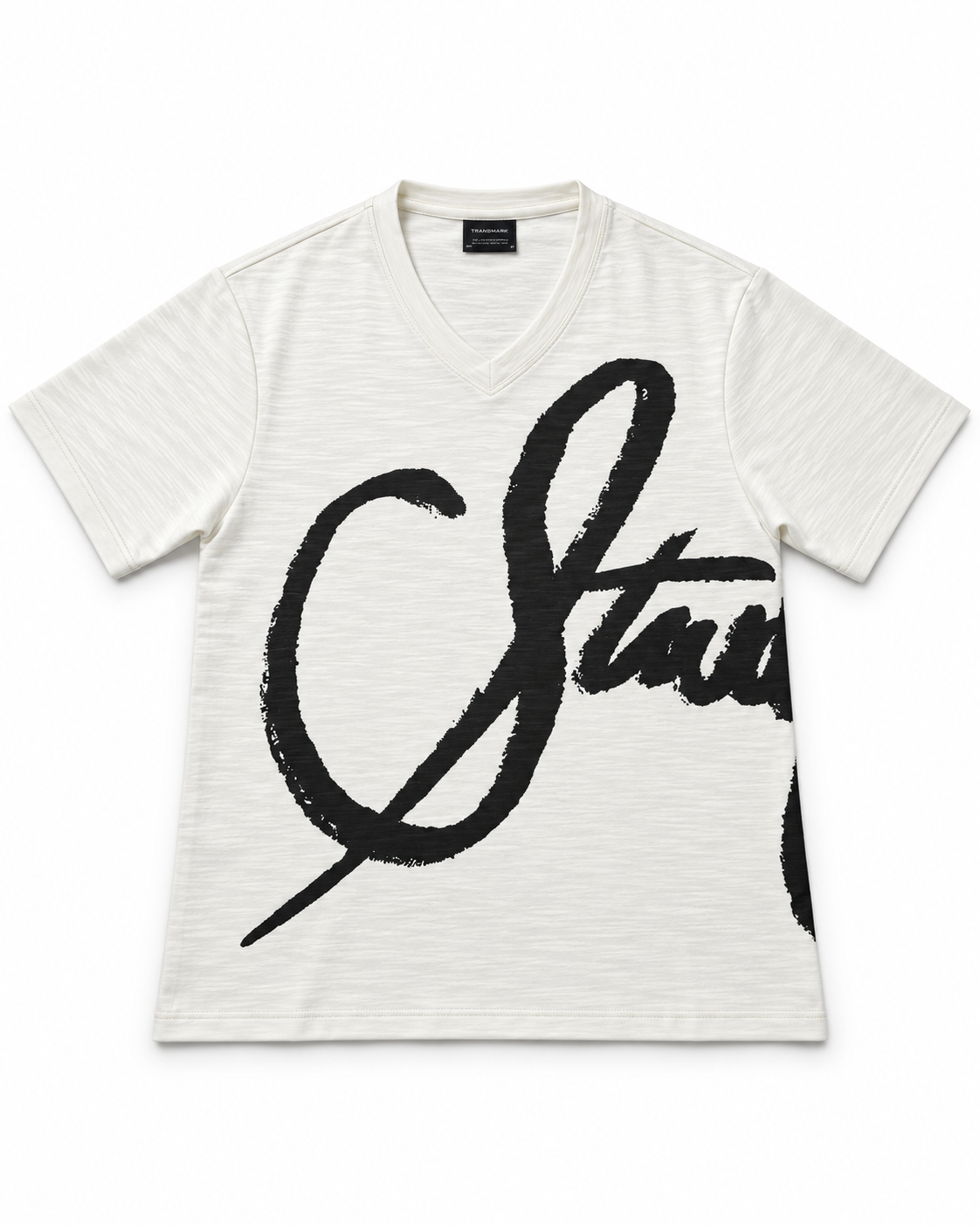 Oversize Off White Textured Tshirt - Script