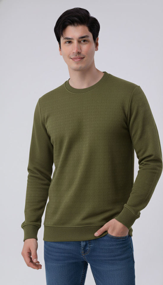 Olive Textured Sweatshirt