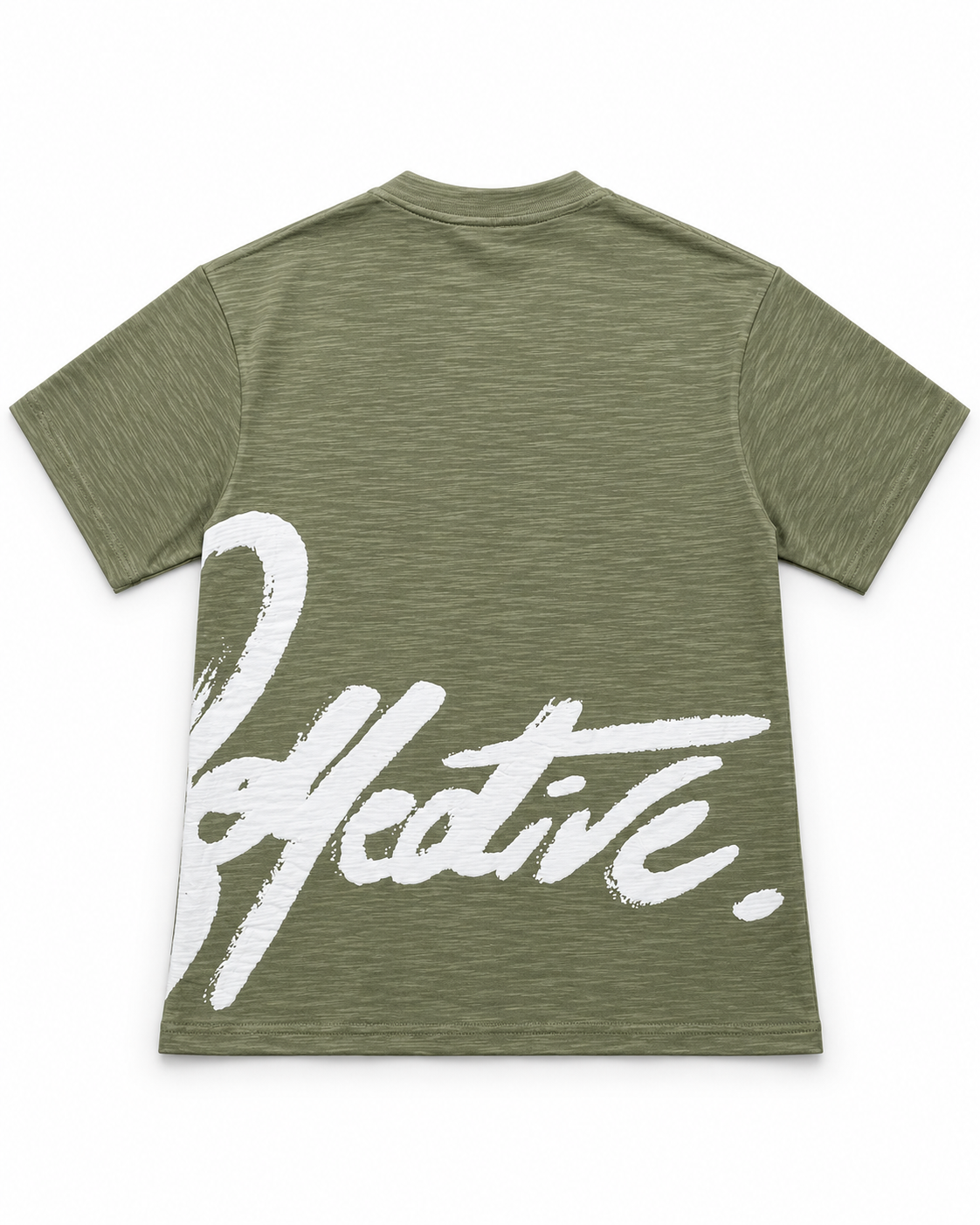 Oversize Olive Green Textured Tshirt - Script