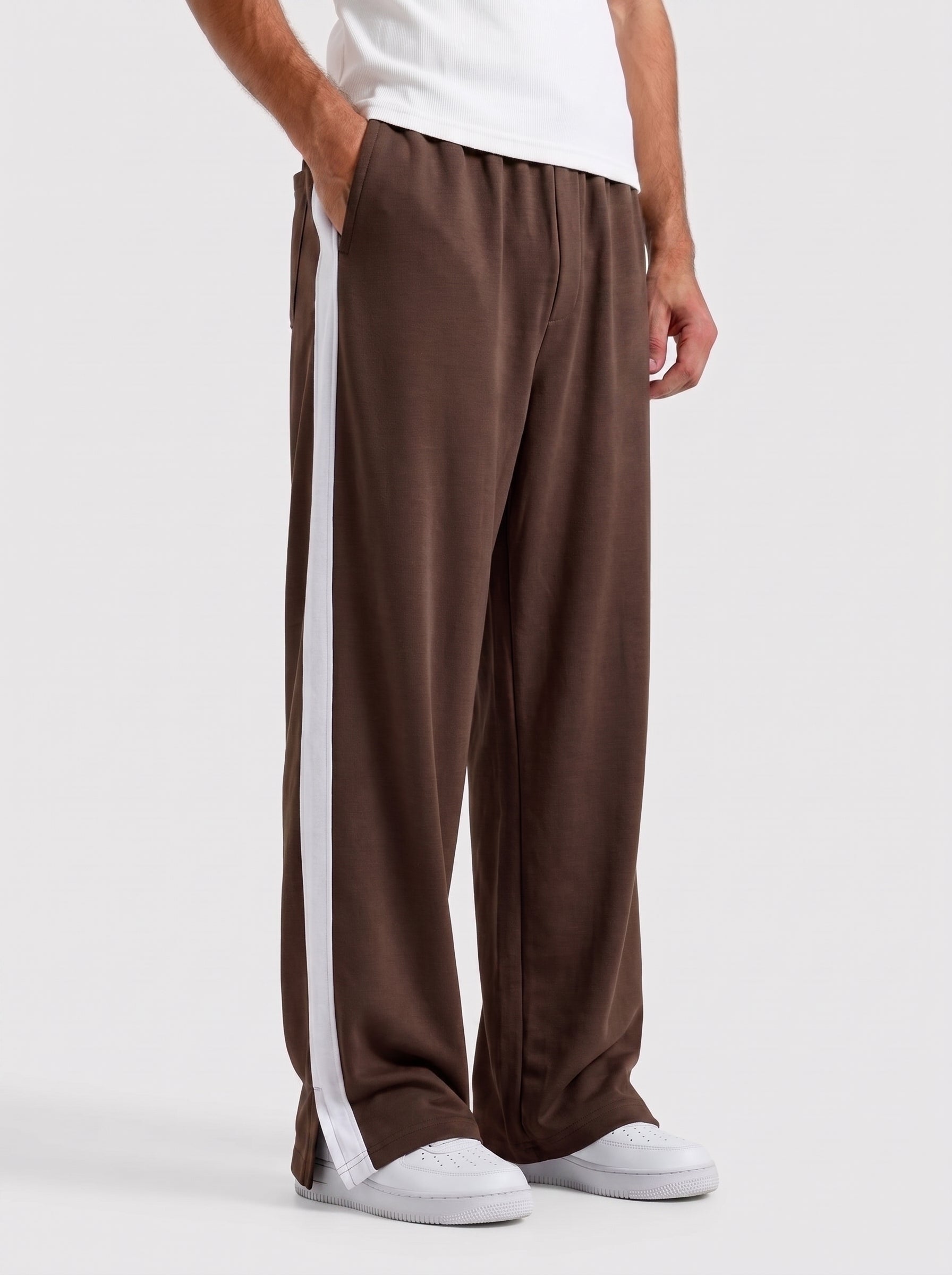 Dark Brown Side Strips Baggy Trouser