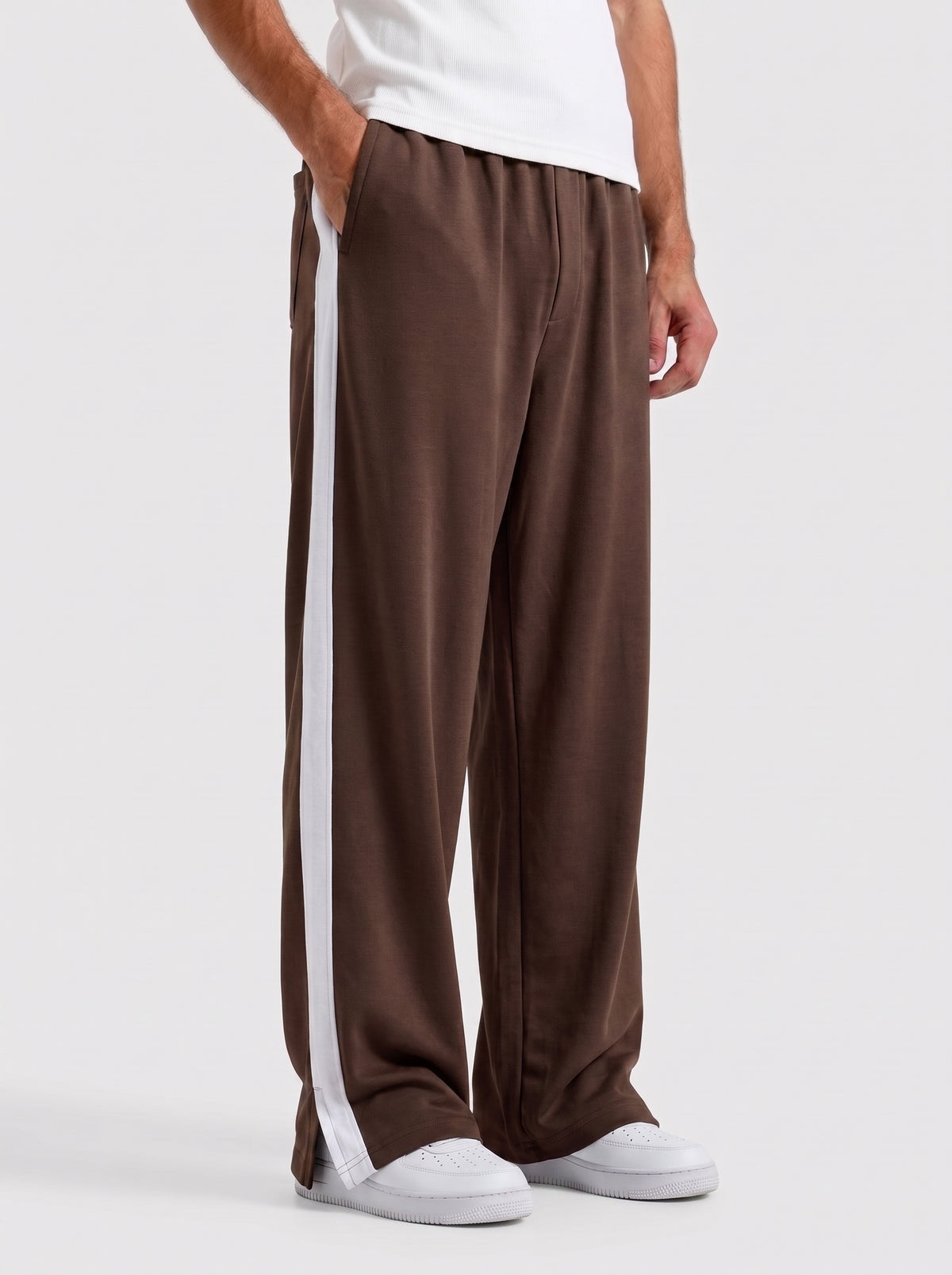 Dark Brown Side Strips Baggy Trouser