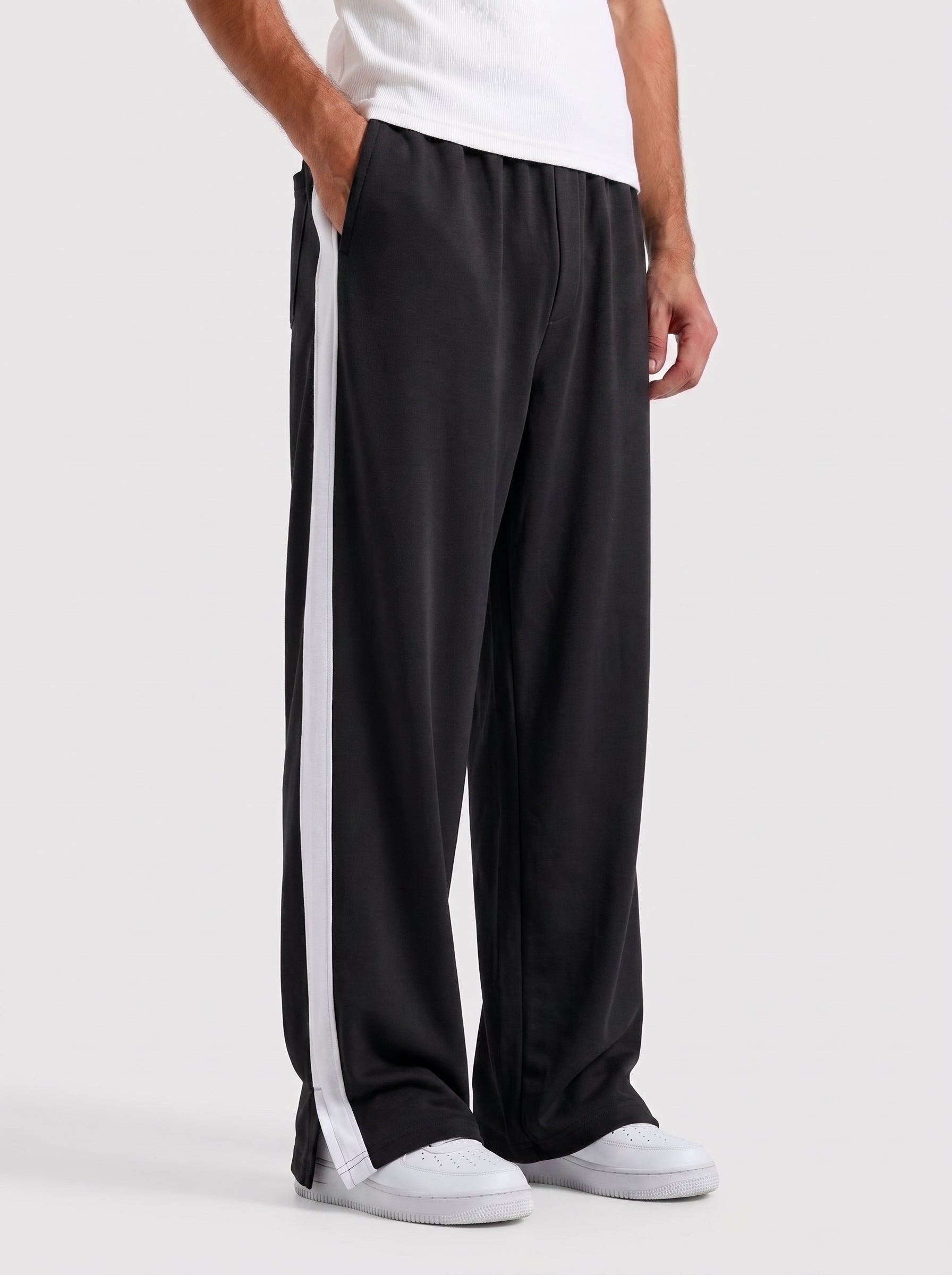 Black Side Strip Baggy Trouser