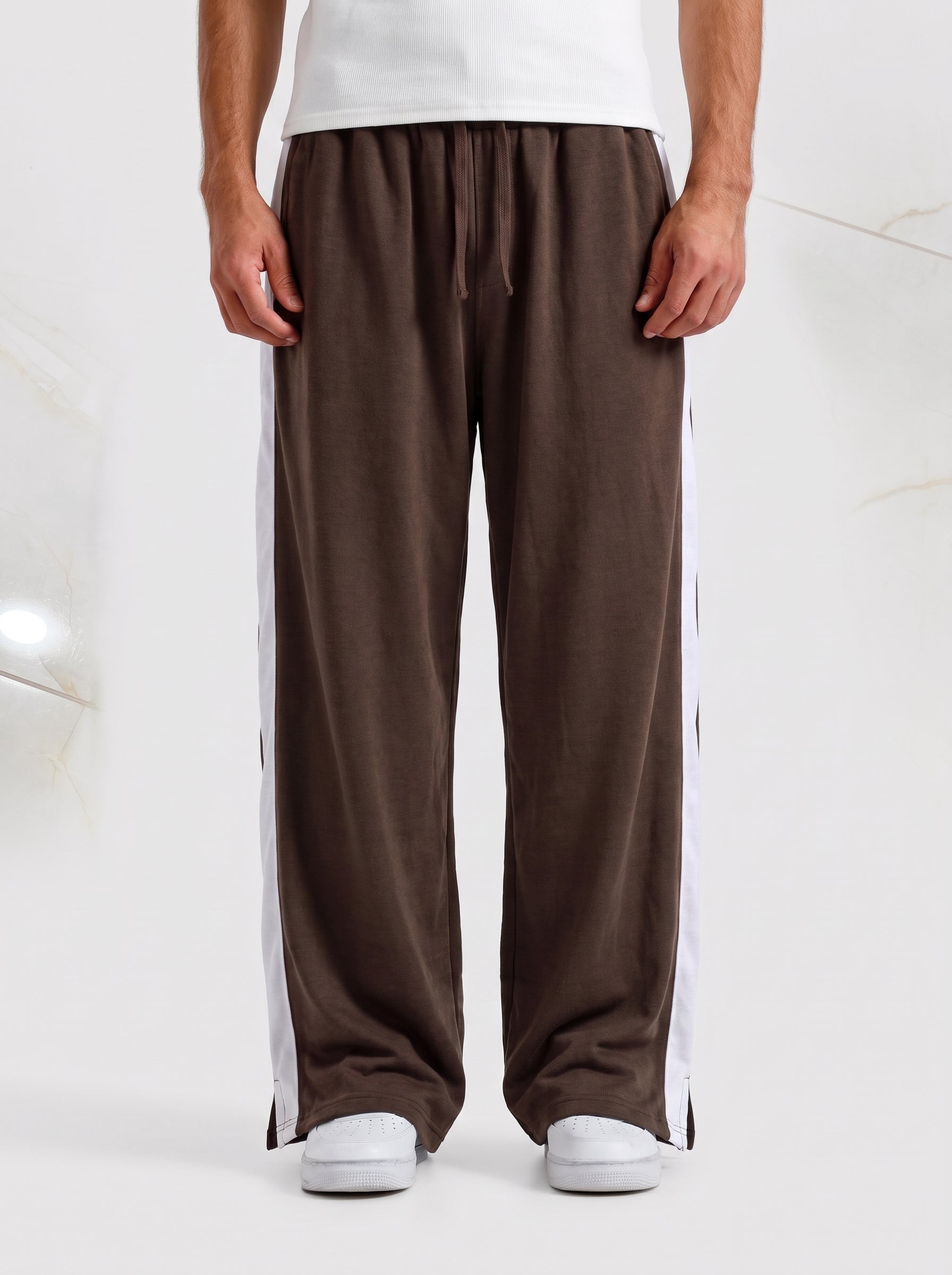 Dark Brown Side Strips Baggy Trouser