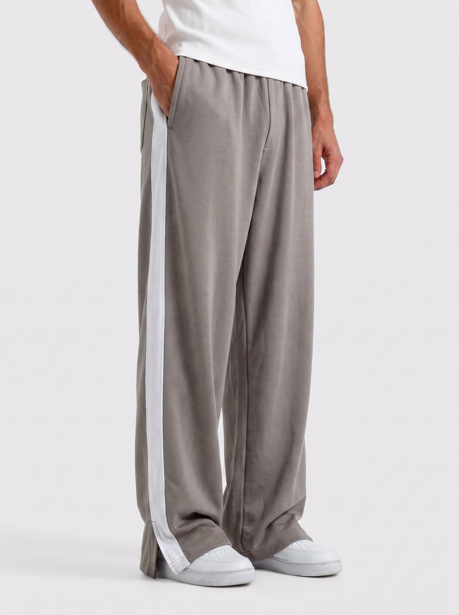 Ash Grey Side Strip Baggy Trouser