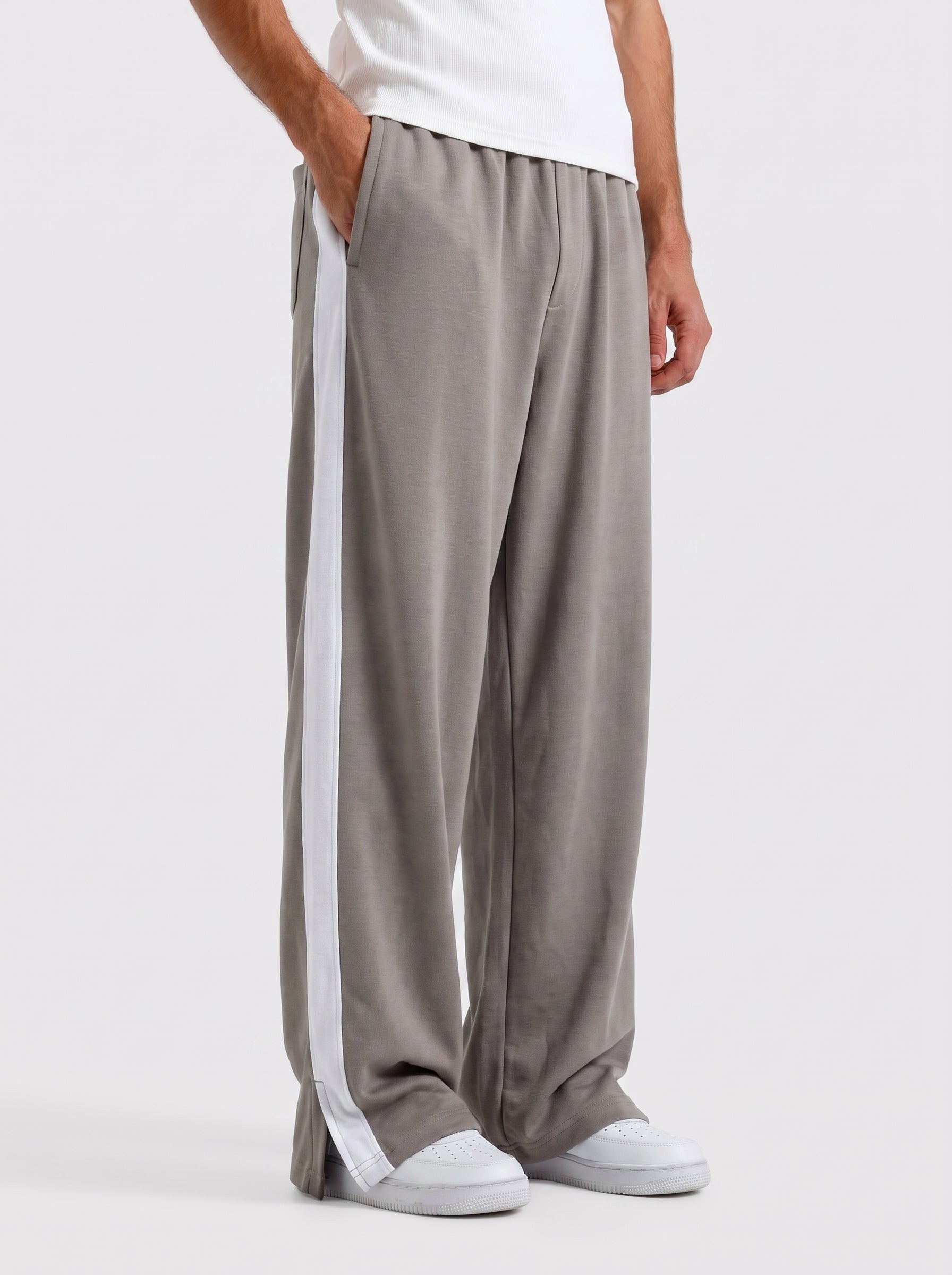 Ash Grey Side Strip Baggy Trouser