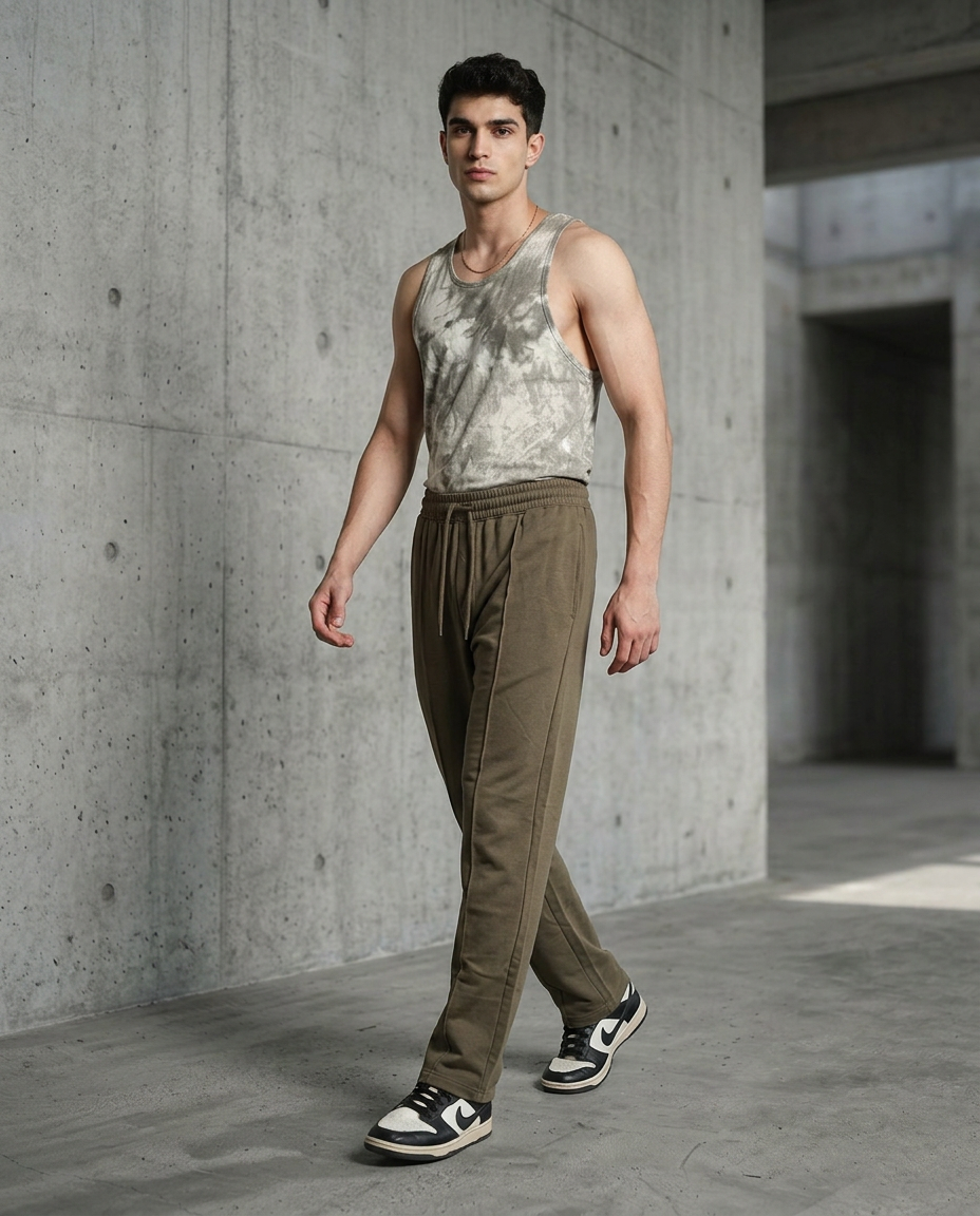 Olive Straight Fit Trouser