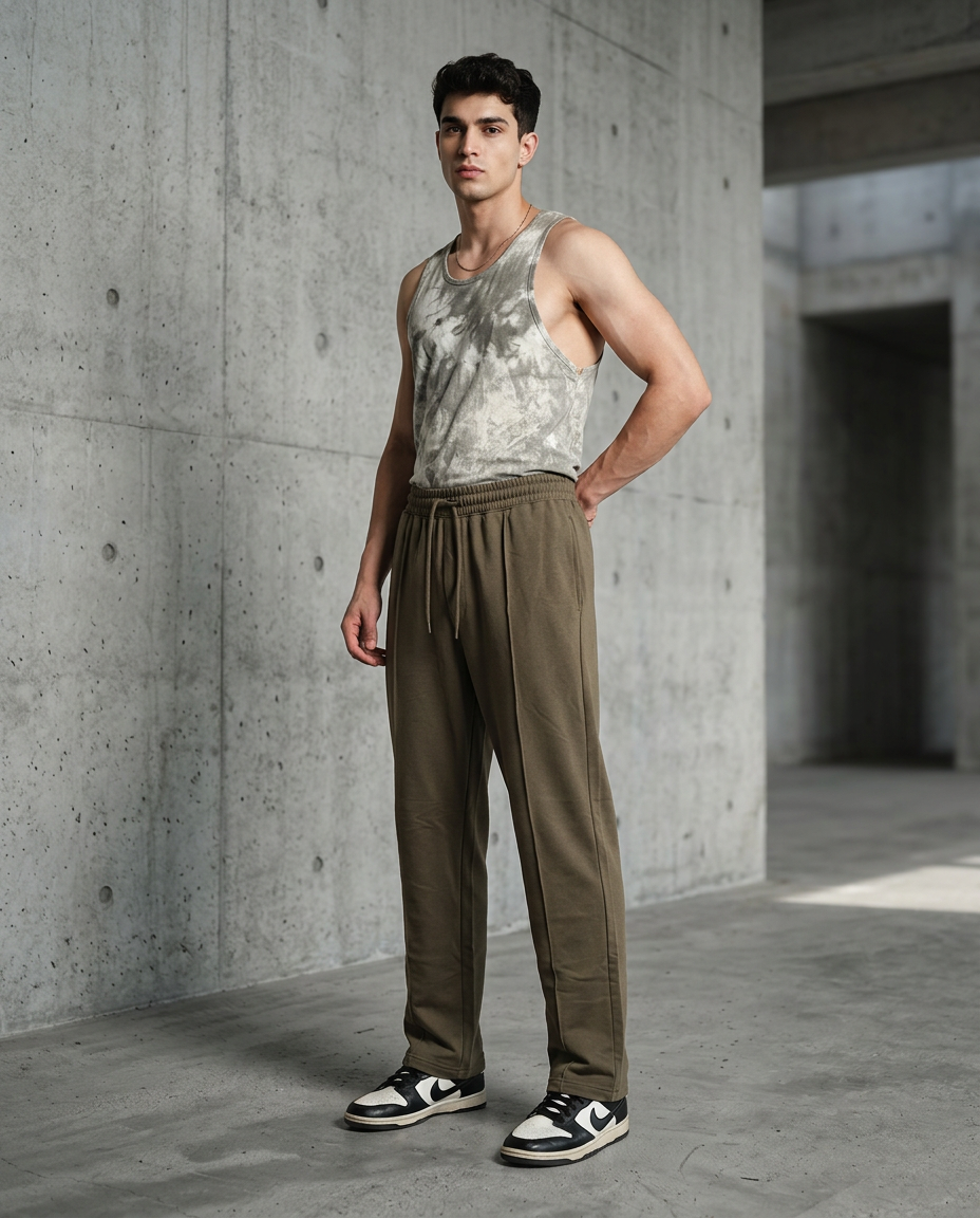 Olive Straight Fit Trouser