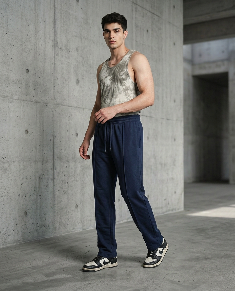 Navy Blue Straight Fit Trouser