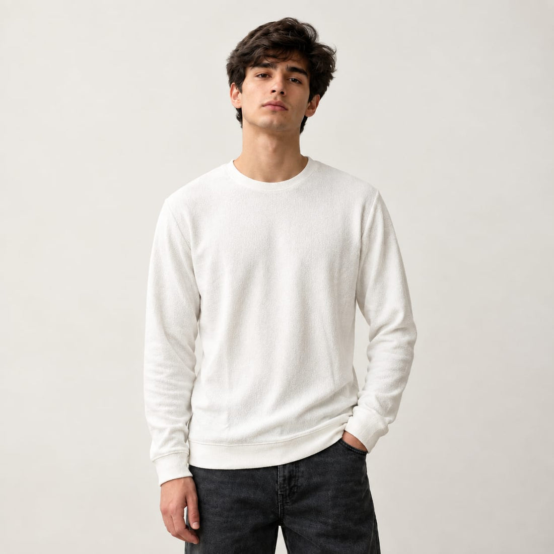 White Stretch Textured F/S