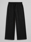 Waffle Knit Baggy Trouser - Black