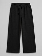 Waffle Knit Baggy Trouser - Black