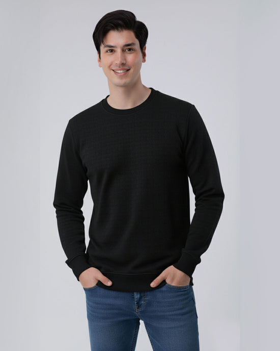 Black Stretch Textured Sweatshirt