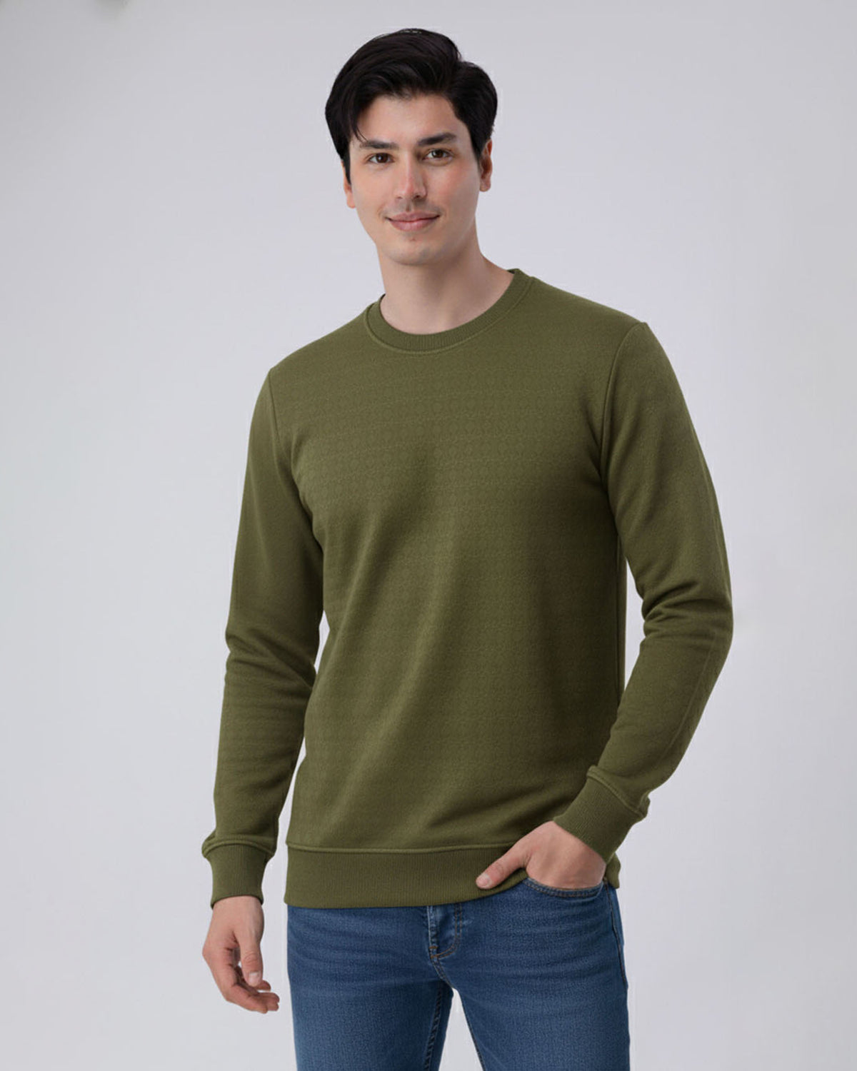 Olive Stretch Textured F/S