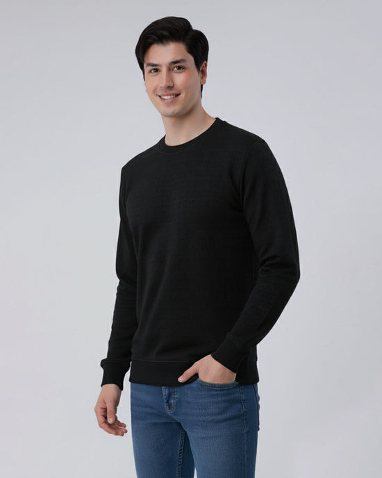 Black Stretch Textured Sweatshirt
