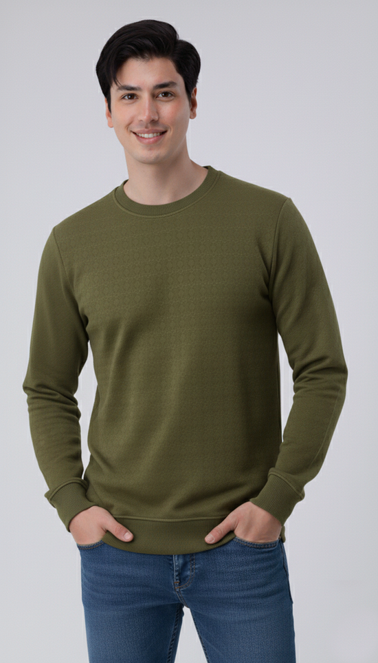 Olive Textured Sweatshirt