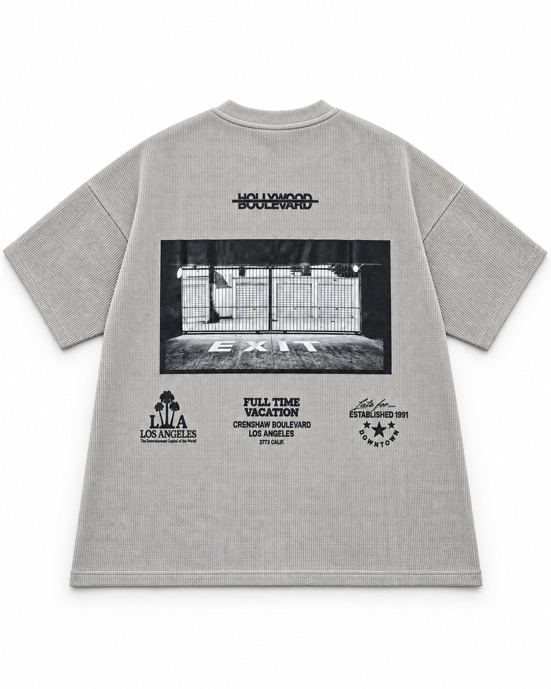 Oversize Grey Waffle Knit Tshirt - Vacation
